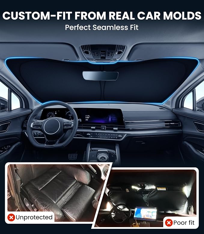 Zanch Custom Windshield Sun Shade for Kia Sportage 2023-2026, 7-Layer UV & Heat Block, 3D Laser Scanned, Interior Protection, Keep Car Cooler, Foldable SUV Accessories