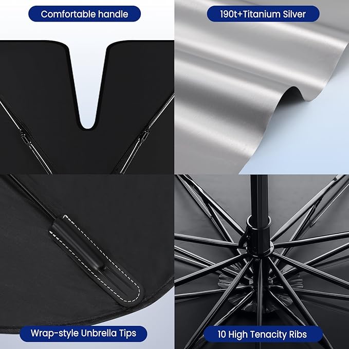 Windshield Sun Shade Umbrella, 55" x 31" Car Sun Shade Windshield Cover, Foldable Car Front Window Protector for Cars, SUVs, Hatchback