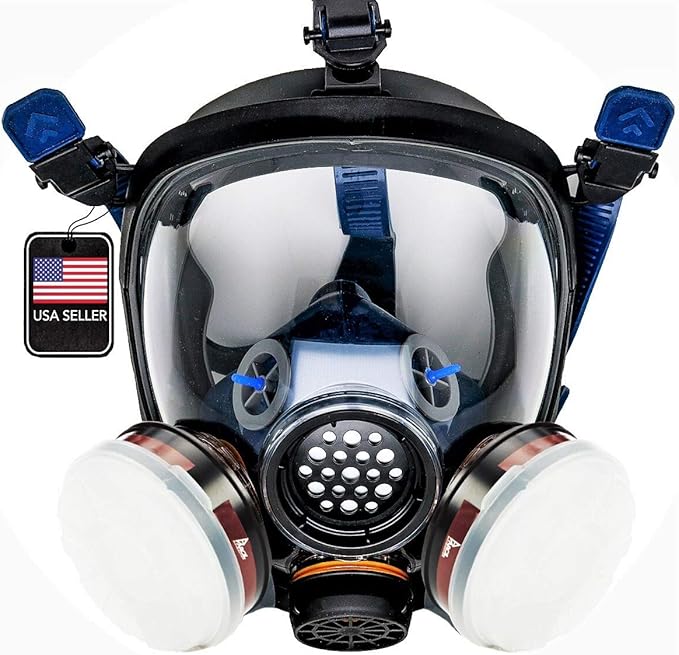 Parcil Distribution Full Face Respirator Mask - Air Purifying, Organic Vapor & Particulate - Industrial Use - CE Tested