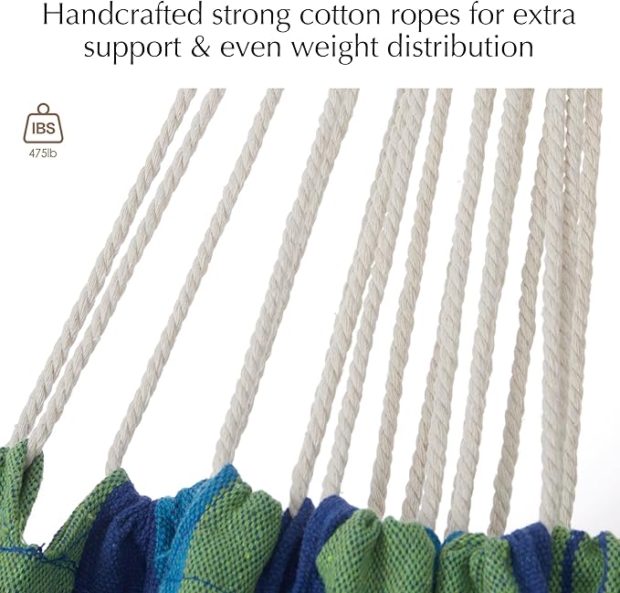 PNAEUT Double Hammocks for Outside, Replacement Outdoor Tree Hammock for Indoor Patio Porch Garden (Blue, Medium)