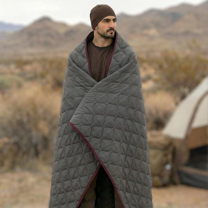 LOOGU Camo Blanket Waterproof Insulation Poncho Liner for Outdoor Camping, Hiking, Hunting, Survival, Backpacking, Picnicking