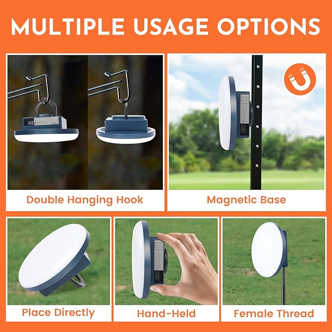Camping Lights, Tent Light Rechargeable, Hanging Tent Lights with Magnet, Canopy Lights Outdoor, LED Camping Lantern, Flashlight Portable, Emergency Light for Home Outdoor