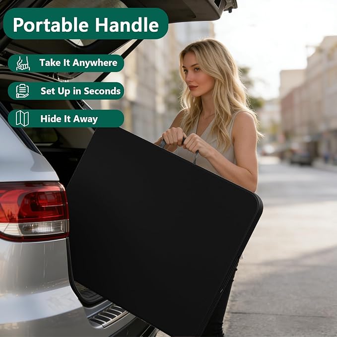 Folding Table 72" x 30" - Heavy Duty Plastic Table with Handle, Foldable&Portable, Fold-in-Half Utility Tables for Outdoor, Dining, Wedding, Events, Indoor, Picnic, Camping, Party, Black