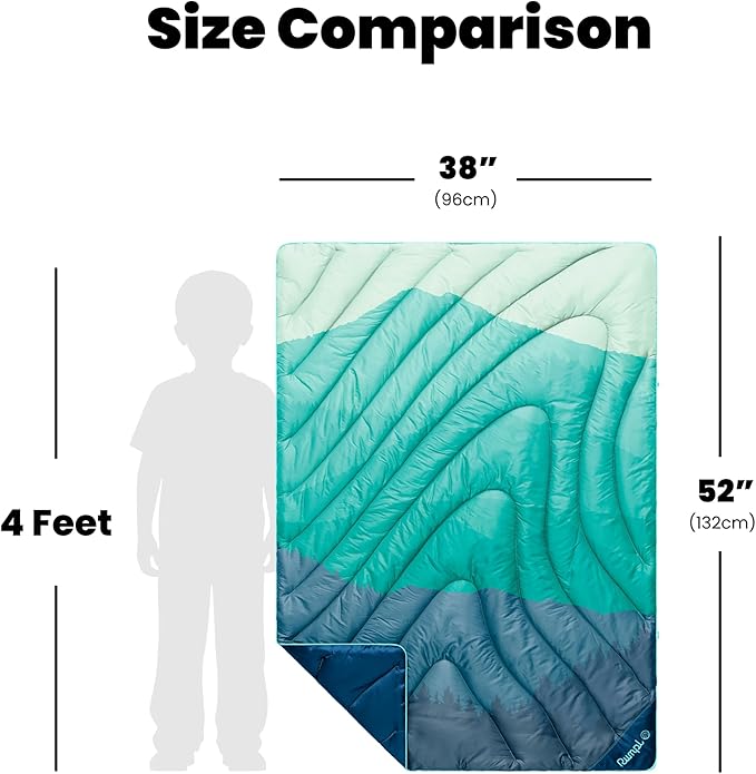 Rumpl Original Puffy Compact Throw Blanket for Camping and Outdoors, Seascape Ridge Mountains