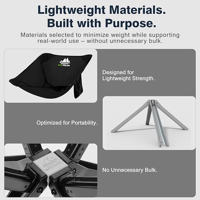 MTRVR Lightweight Folding Camping Chair — Compact One-Piece Design, Quick Setup, Stable Aluminum Frame, Portable Chair for Travel, Hiking & Short Outdoor Breaks