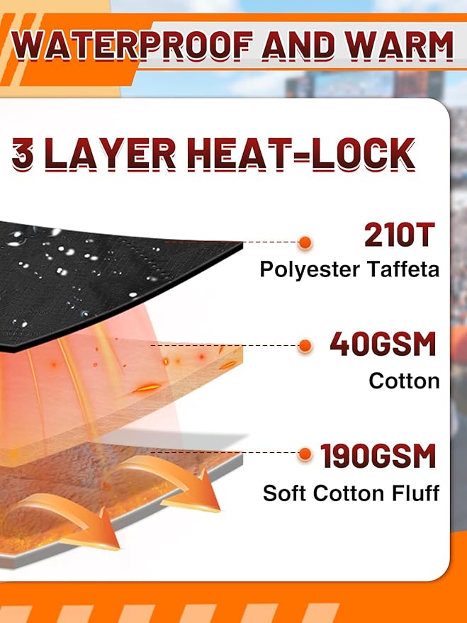 Aulock 55''W x 60''L Warm Outdoor Stadium Blanket Waterproof - Portable & Windproof Black Blanket with Sherpa Fleece Lining for Camping Winter Cold Weather