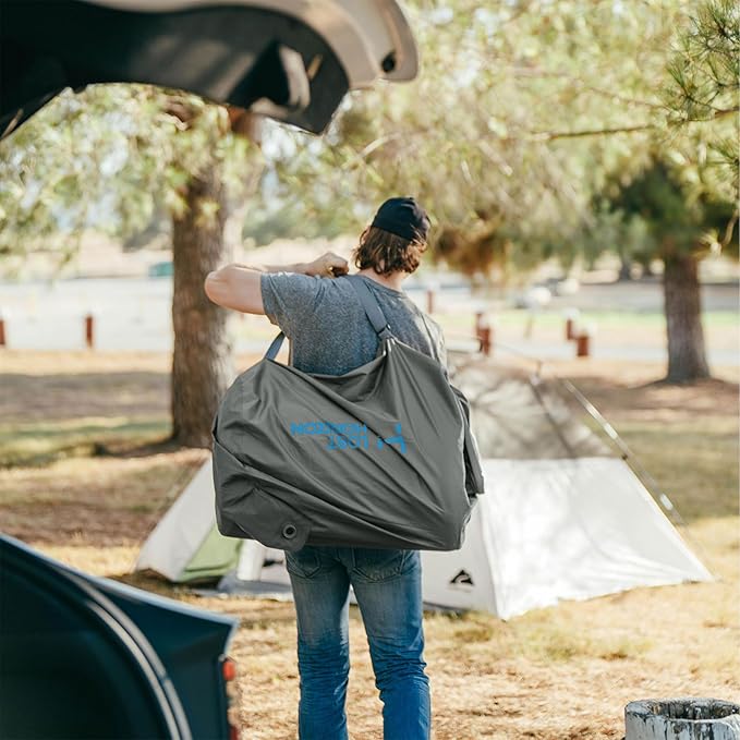 LOSTHORIZON Air & Foam Camping Mattress, Self-Inflating Sleeping Pad, 4.5" Thick, with Air Pump, Queen, Gray