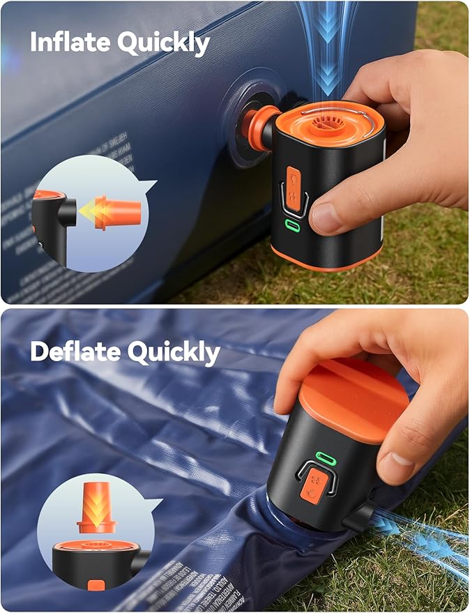 JOYROOM Air Pump for Inflatables, 3600 mAh Battery & Camping Light Portable Air Pump, 4.8kPa Ultra-Fast and Mini Electric Air Mattress Pump