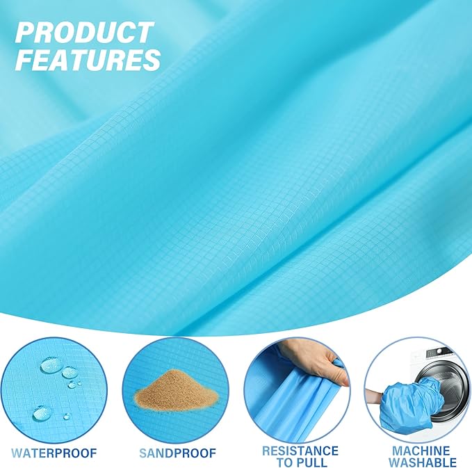 Famstar Beach Blanket Oversized Extra Large 10'X 9',Waterproof Sandproof Beach Blanket 2-8 Adults Lightweight Durable for Travel Camping Hiking Picnic (10'X 9', Blue2)