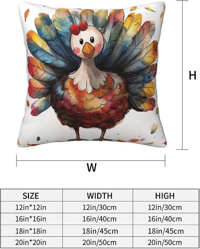Turkey Thanksgiving Day Throw Pillow Covers 18x18 inch Set of 2 Pumpkin Pillow Case Cushion Cover for Home Sofa Couch Living Room Car Decor