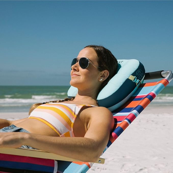 Ballast Beach Pillow – Comfy, Durable & Compact, Stays Put on Windy Beaches with Patented Sand Pouch, Inflatable Pillow for Beaches, Pools, Camping, Festivals and Travel (Tropical Floral)