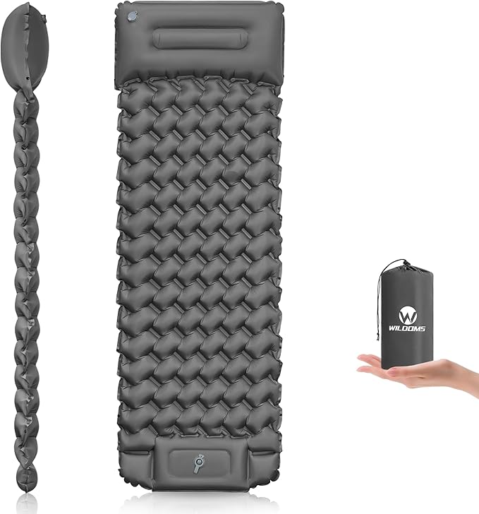 Sleeping Pad for Camping - 4” Thick Inflatable Camping Mat with Built-in Pump & Pillow, Ultralight Self Inflating Camping pad, Backpacking Sleeping Mat for Hiking, Tent, Traveling