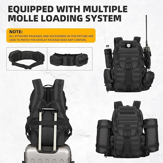 50L Military Tactical Backpack 3 Day Assault Pack Molle Daypack Hiking Backpack for Men and Women