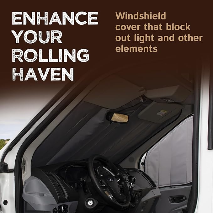 Living in a Bubble Insulated Blackout Windshield Cover for Ford Transit Van Year 2015-2026