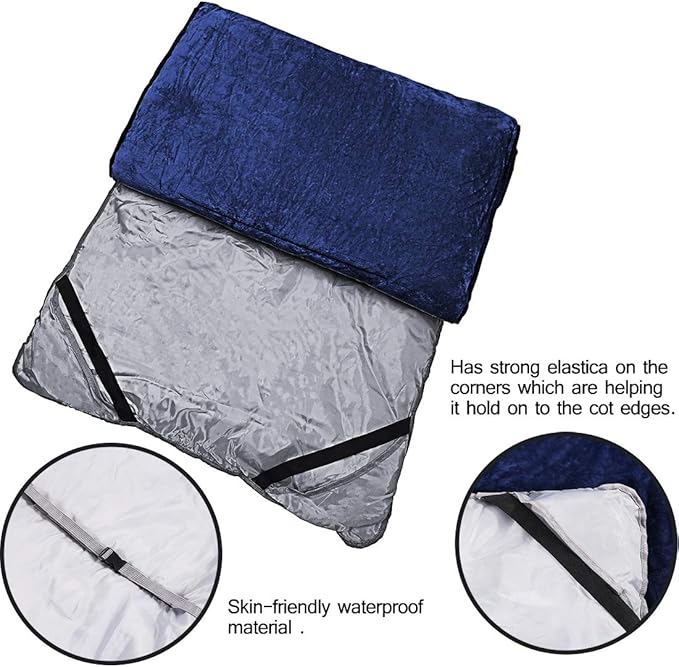 Sleeping Cot Pads (75" x 28") with Elastic Straps Portable for Outdoor & Hiking, Cotton Soft Thick Camping Cot Pad, Non-Slip Camping Mattress Pad for Camp Cot/Rv Bunk/Narrow Twin Beds