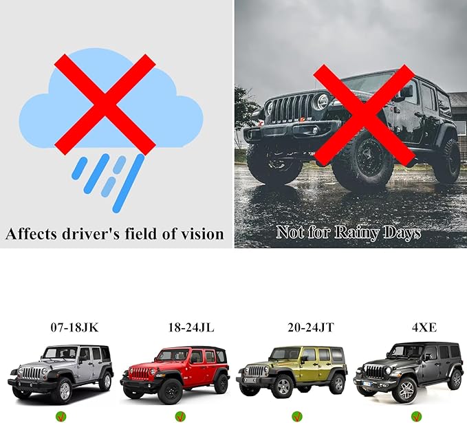Rear Window Shades for Car Side Windows, Privacy Curtains, Car Window Sunshades, Custom Fit for Jeep 2007-2026 Wrangler JK JL & Gladiator JT (2 Pack), Black