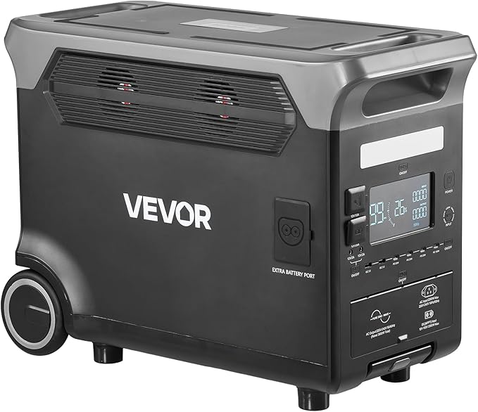 VEVOR Portable Power Station, 3600W 3840Wh Power Station Solar Generator with 10 Output Ports & Adjustable Input Power, Expandable LiFePO4 Battery Backup for Home Camping RV (Solar Panel NOT Included)