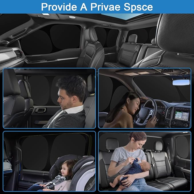 XCBYT 2015-2023 Ford F150 Window Shades Full Car Window Covers with 6 Layers Thickened 100% Sun UV Blackout Car Privacy Curtains for Breastfeeding Napping Dressing Camping 6 Pack F150 Accessories