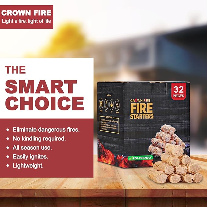 Fire Starters for Solo Stove Mesa, 32 Count BBQ Firestarter and Fireplace Accessories, Pellets for Bonfire and Firepit, Camping, Grilling, Cooking, Campfires, Charcoal, Wood, and Sticks (32 Rolls)