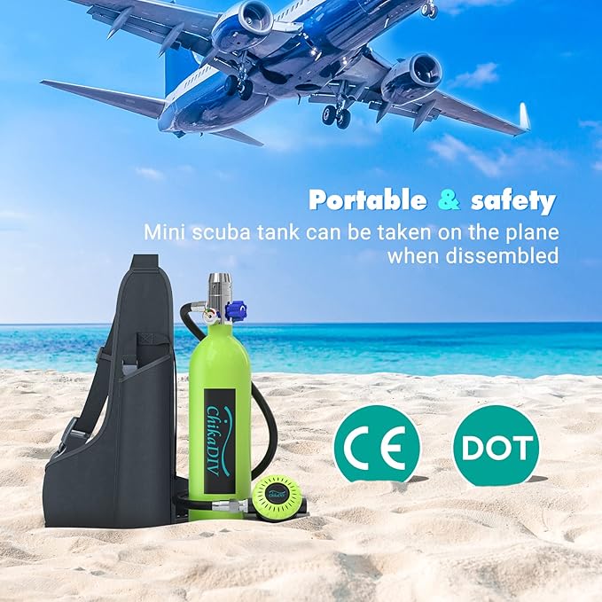 Mini Scuba Tank, 1L Lung Tank Underwater Breathing for Snorkeling & Scuba Diving Tank for Exploration Emergency