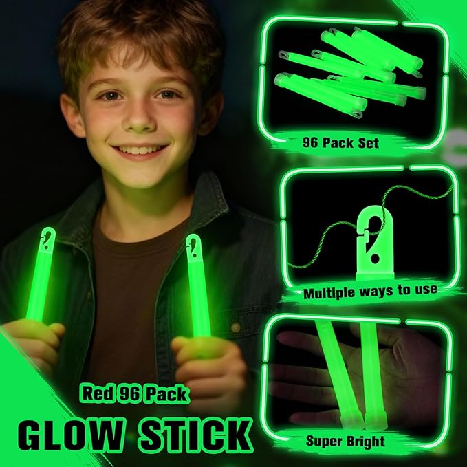 Sotiff 6" Bright Large Glow Sticks Bulk Glow Emergency Glowsticks Snap Military Grade Lights Sticks Long Last Survival Kits for Hiking Party Camping Activities