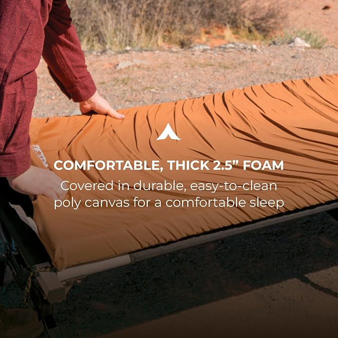 Teton Outfitter Sleeping Pad for Cot, Extra Thick Comfortable Camping Mattress for Adults, Portable Roll-Up Camp Pad, Durable Foam Cushioning