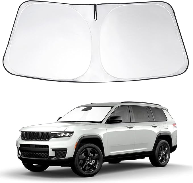 Windshield Sun Shade Custom Fit 2021 2022 2023 2024 2025 2026 Jeep Grand Cherokee L/Jeep Grand Cherokee SUV Accessories Front Window Sunshade Sun Visor Protector