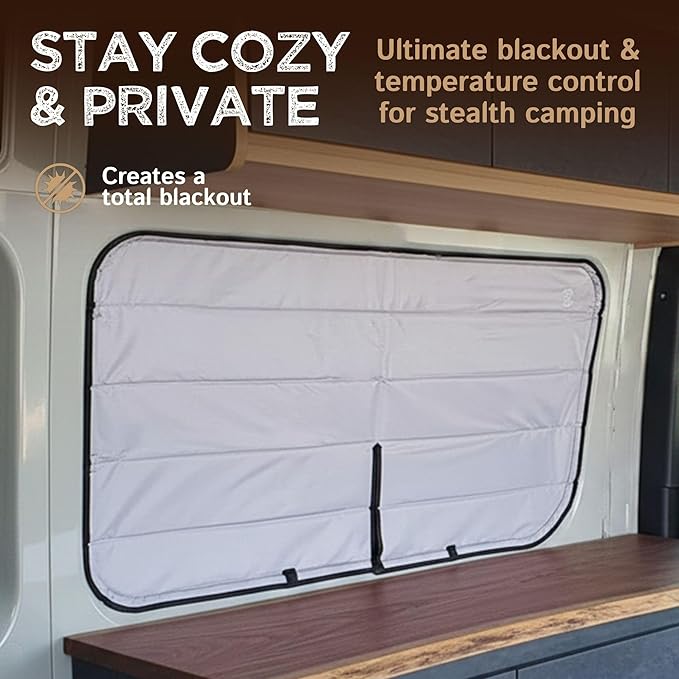Living in a Bubble Insulated Blackout Behind The Driver Window Cover for Mercedes Sprinter Van Year 2007-2026, NCV3 & VS30 (Bare Metal Frame)