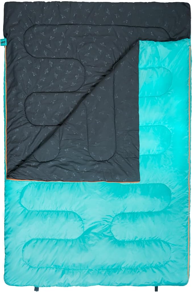 Teton Mammoth Queen Size Double Sleeping Bag- A Warm Bag The Whole Family can Enjoy – Great for Camping, Hunting and Base Camp. Compression Sack Included, 40F Teal