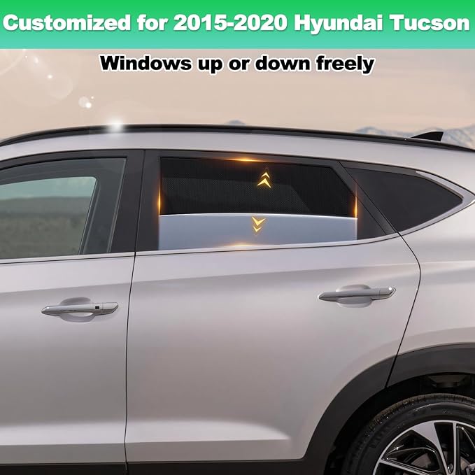 Car Window Shades for 2015-2020 Tucson - Rear Side Window Sun Shade for Baby, Breathable Mesh Car Privacy Window Covers, UV Protection and Heat Insulation for Road Trips, Napping, Camping
