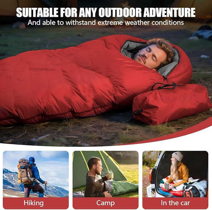 OBTANIM Sleeping Bags Portable Waterproof Camping Sleeping Bag for Adults Kids 4 Seasons Cold Weather or Warm Backpacking Hiking Travel Indoor Outdoor Use