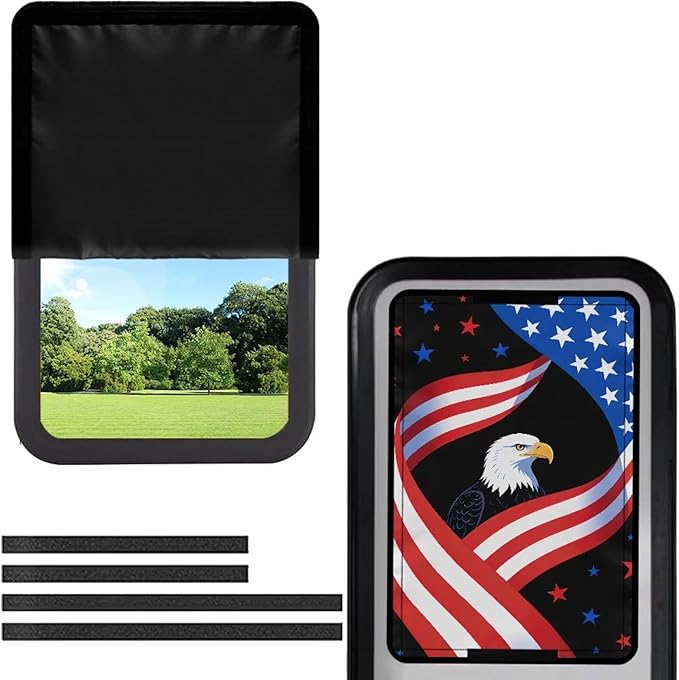 Rv Door Window Shade Cover, Rv Blackout Curtains with Uv Protection Eagle American Flag Cover Camper Door Window Shade
