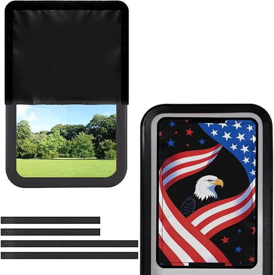 Rv Door Window Shade Cover, Rv Blackout Curtains with Uv Protection Eagle American Flag Cover Camper Door Window Shade