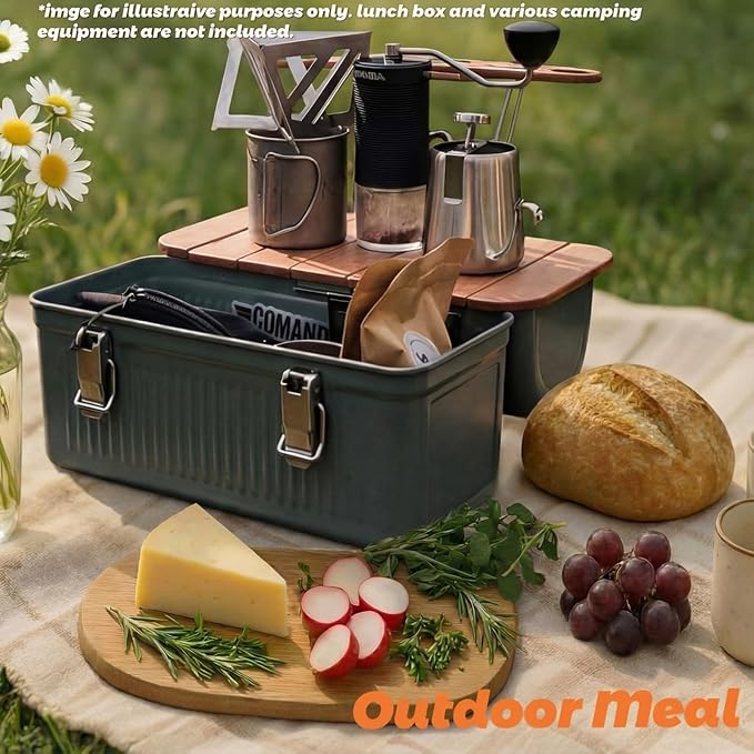Wooden Table Compatible with Lunch Box 10qt Portable Outdoor Camping Picnicking Cafe Kit Accessories Mini Folding Meal Tables (7.3 x 13.6 x 0.4 Inch), Not Included Lunchbox