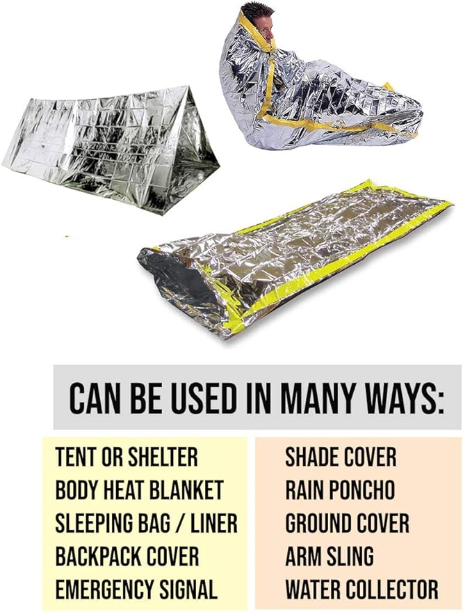 ASA TECHMED Emergency Mylar Thermal Blankets Bulk, Space Blanket Survival kit Camping Blanket, First Aid Kit for Outdoors, Survival, Hiking, Natural Disasters, First Aid, Marathons. 25 Pcs