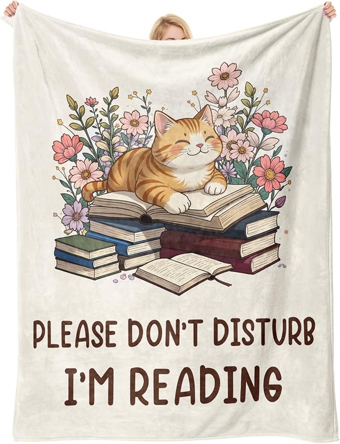Book Lovers Gifts for Women, Reading Blanket for Book Lovers, Bookish Gifts, Teacher Appreciation Gift, Graduation Presents for Her Him Librarian, Christmas Bookworm Reading Blanket 60"x50"