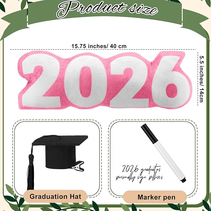 Beeveer Autograph Stuffed Pillow 15.7" Graduation Autograph Stuffed Pillow Graduation Guest Signature Gifts Grad Party Sign in Decor for High School College ()