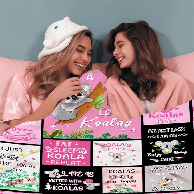 Koala Bear Blanket Koala Gifts for Kids Adults Women,Cute Cartoon Koalas Throw and Blankets for Koala Lovers Couch Bedroom Sofa All Season 60"X50"