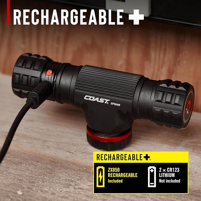 Coast XPH30R 1500 Lumen USB-C Rechargeable Dual Power Headlamp with Twist Focus Beam and Magnetic Base, 4.37 oz. - Forest Green