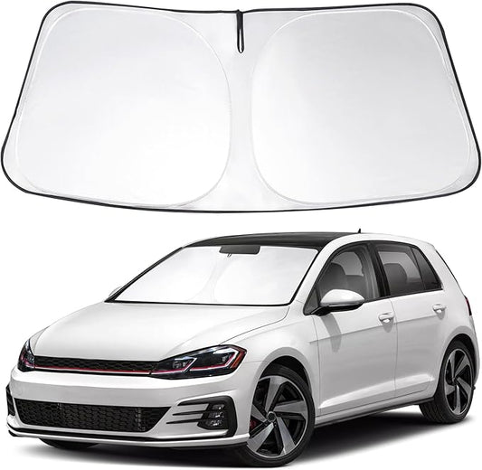 Windshield Sun Shade Custom Fit 2015-2019 2020 2021 Volkswagen Golf GTI e-Golf VW Golf R 4 Door Hatchback Accessories Window Sunshade Sun Visor Protector Keeps Car Cool