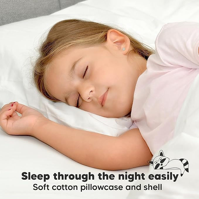 Toddler Pillow with Pillowcase - 13x18 My Little Dreamy Kids Travel Bed Pillows for Sleeping, Organic Cotton Small Pillowcase, Soft & Breathable, Machine Washable, Toddlers 2-5 years old(Construction)