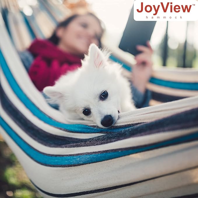 JoyView Brazilian Hammock for Single Preson Portable Hammock with Hanging Ropes & Carry Bag Large 78.8x39.4” for Patio 300LBS Capacity Perfect for Outdoor/Indoor - Grey Stripe
