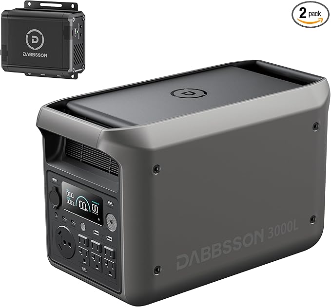 DABBSSON 3000L Solar Generator with Charger S, 3072Wh Semi-Solid LiFePO4, 560W Alternator Charger, 3000W AC Output 6,TT-30 for RV,P-Boost 3600W, Compact, 1.3X Runtime,0-80% 1.5H,for Camping/Home