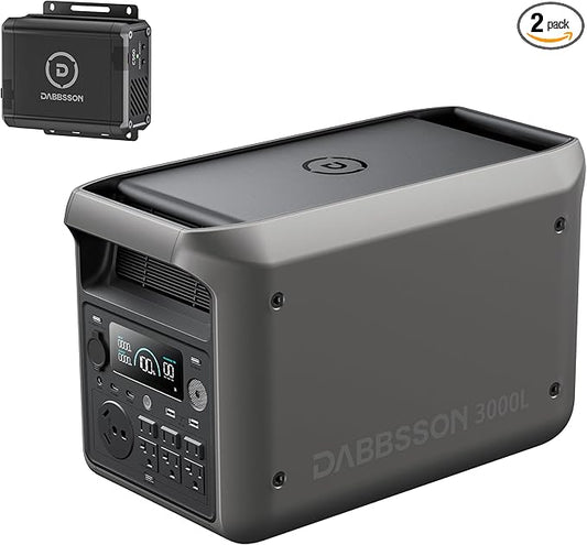DABBSSON 3000L Solar Generator with Charger S, 3072Wh Semi-Solid LiFePO4, 560W Alternator Charger, 3000W AC Output 6,TT-30 for RV,P-Boost 3600W, Compact, 1.3X Runtime,0-80% 1.5H,for Camping/Home