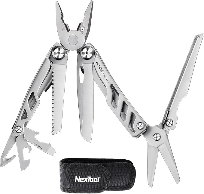NexTool Flagship Pro Multitool, Foldable Utility Knife with Safety Locking, EDC Multitool with Pocket Knife, Full Size Scissors, Can Opener for Camping, Survival, Fishing, Cool Gifts for Men
