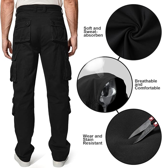 Men's BDU Casual Military Pants, Tactical Wild Army Combat ACU Rip Stop Camo Cargo Work Pants Trousers with 8 Pockets