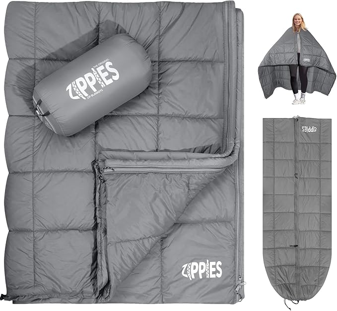 ZIPPIES 3M Thinsulate Insulation Puffy Camping Blanket for Cold Weather, Queen Size Warm Camping Quilt with Zipper, Waterproof Outdoor Sleeping Bag for Hammock, Cozy & Versatile Gift for Men and Women