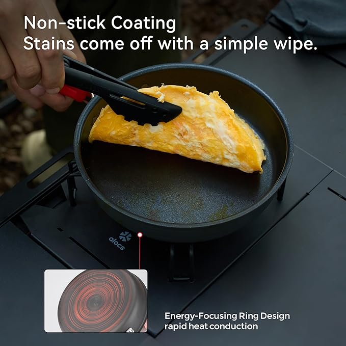 Alocs Camping Cookware Set - Lightweight Camping Cookware Mess Kit - Camping Pots and Pans Set - Camping Cooking Gear with Portable Carry Bag for Outdoor Backpacking Hiking and Picnic