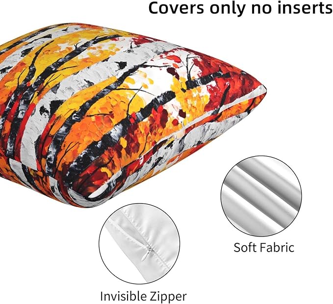 Yellow and Red Autumn Fall Throw Pillow Covers 18x18 inch Set of 2 Bright Pillow Case Cushion Cover for Home Sofa Couch Living Room Car Decor