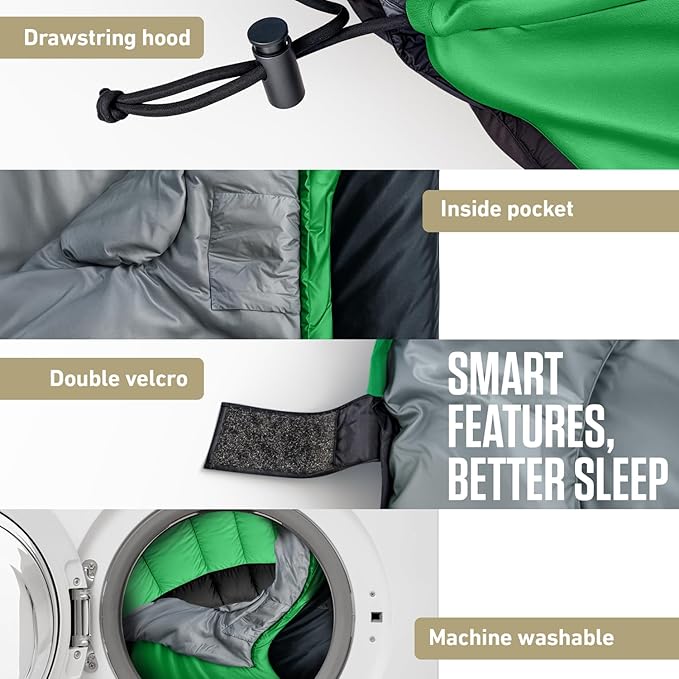 VENTURE 4TH Backpacking Sleeping Bag – XXL, Double and Single Sizes - Lightweight Warm & Cold Weather Sleeping Bags for Adults, Kids & Couples – Ideal for Hiking, Camping & Outdoor Adventures